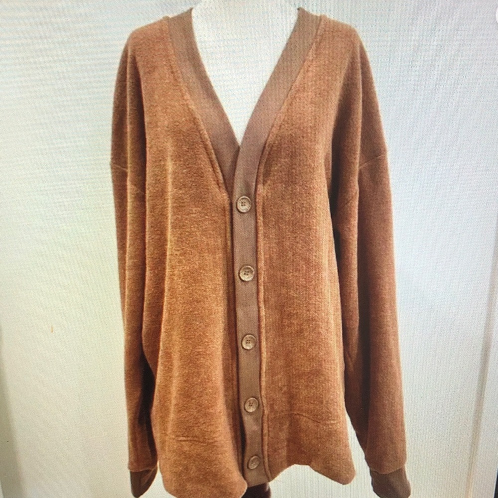Men's Brown Button-Up Sweater